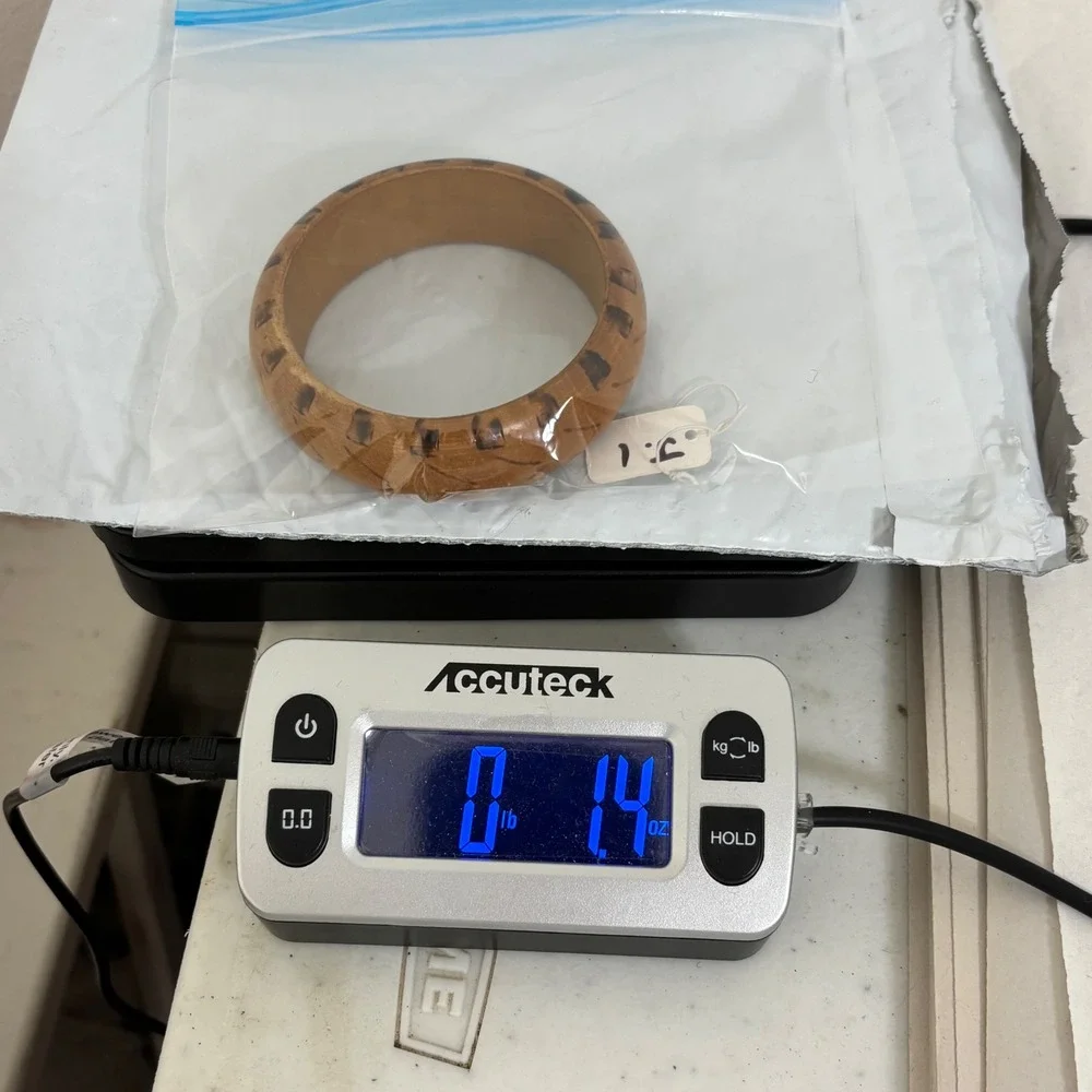 Vtg Wood Bangle Bracelet Boho Indie Festival Earthy Handmade India Women 7.5" - Picture 6 of 8